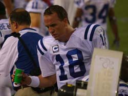 Peyton Manning on sidelines