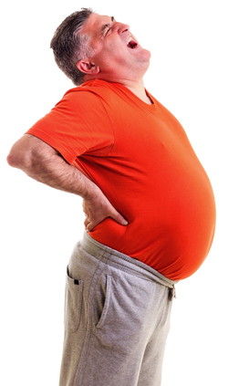 Overweight man with back pain